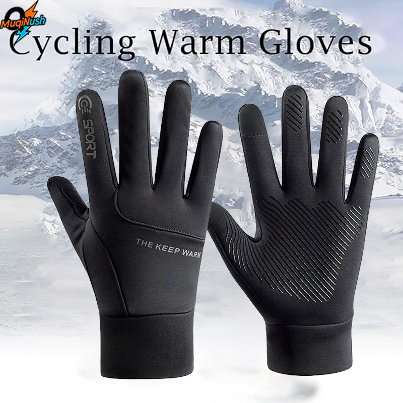 Running Gear In Winter - MuqiNush Winter Cycling Warm Gloves Anti-Slip