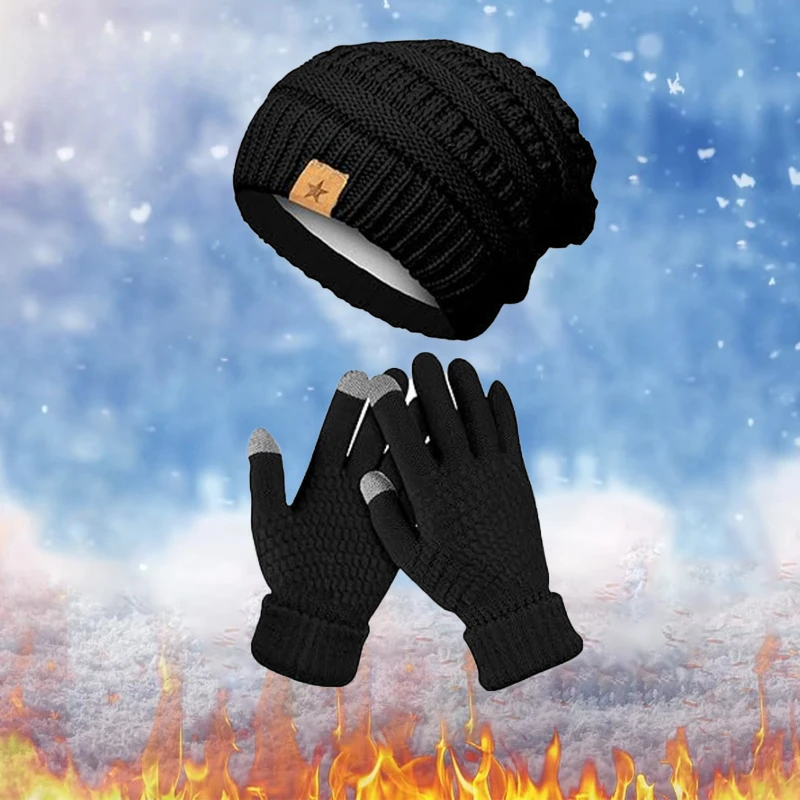 1-5PCS Winter Hat Gloves Set F - Running Gear In Winter 评论和价格
